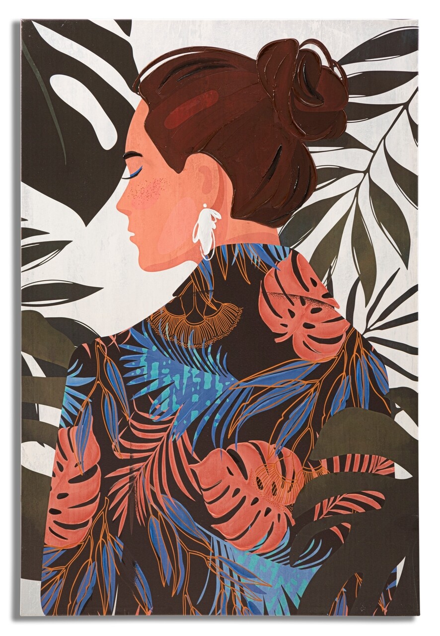 Tablou, Mauro Ferretti, Lady Jungle - B, 80 x 2.8 x 120 cm, lemn de pin/panza, multicolor - imagine 7